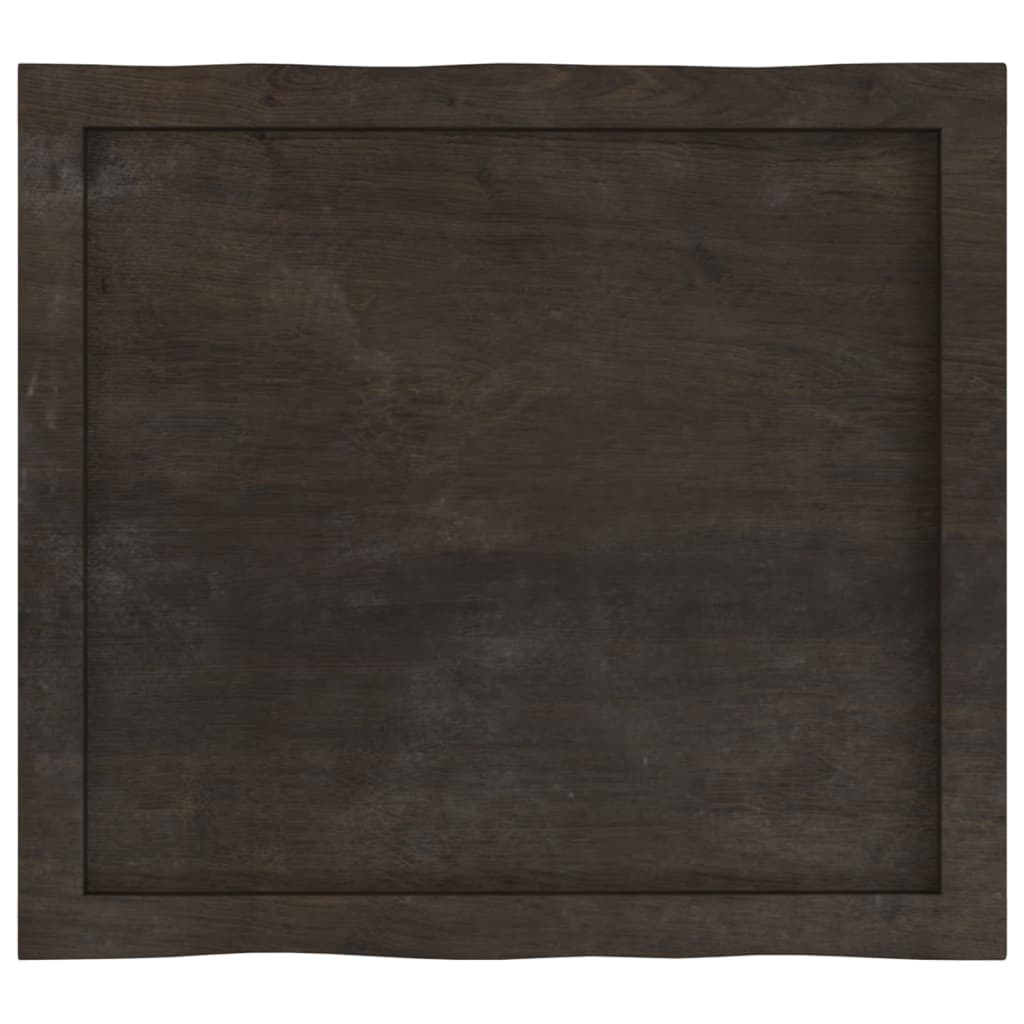 bordplade 60x50x(2-6) cm naturlig kant behandlet træ mørkebrun