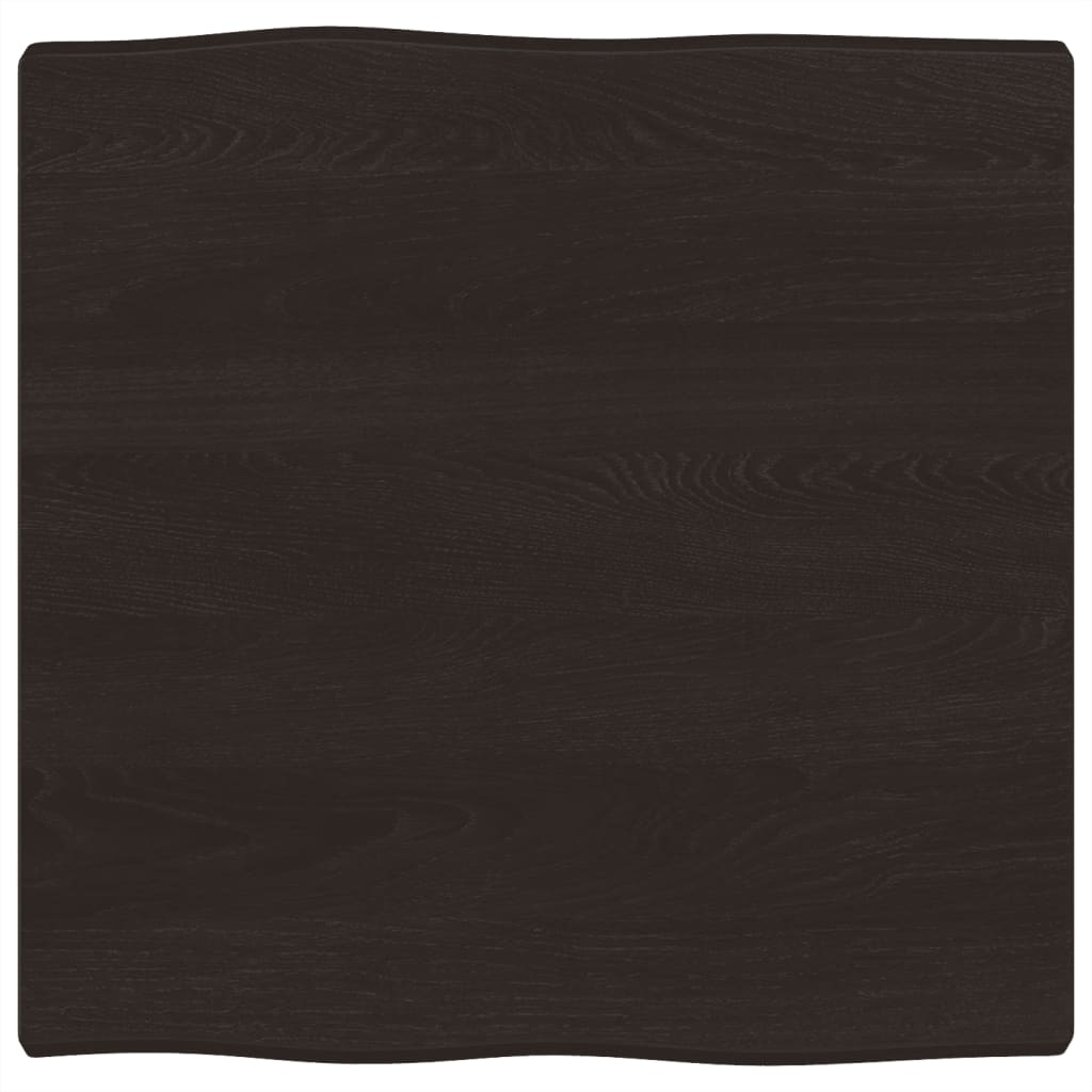 bordplade 60x60x(2-4) cm naturlig kant behandlet træ mørkebrun