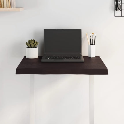 bordplade 60x60x(2-4) cm naturlig kant behandlet træ mørkebrun
