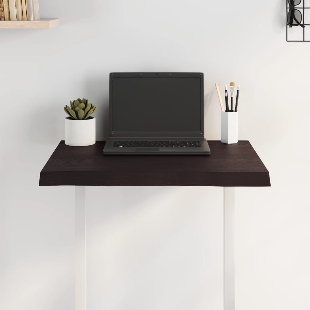 bordplade 60x60x(2-4) cm naturlig kant behandlet træ mørkebrun