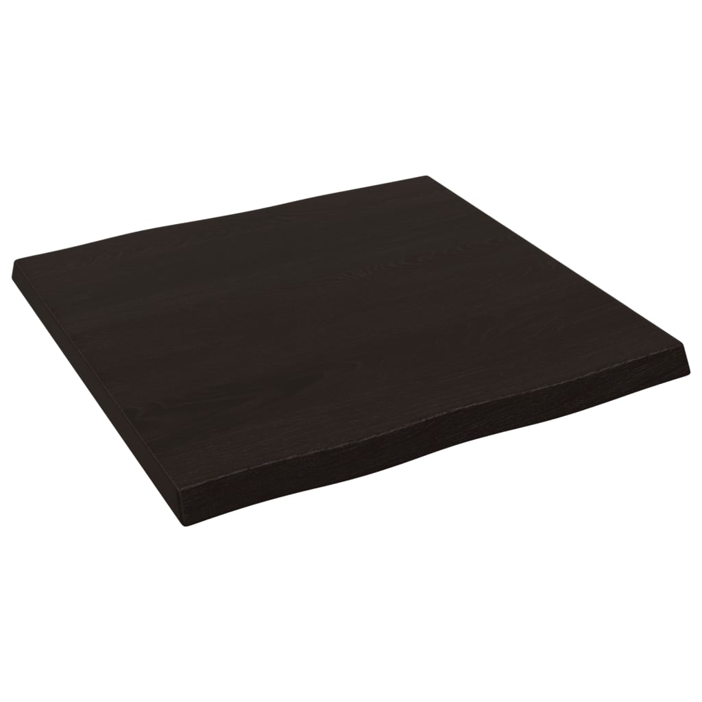 bordplade 60x60x(2-4) cm naturlig kant behandlet træ mørkebrun