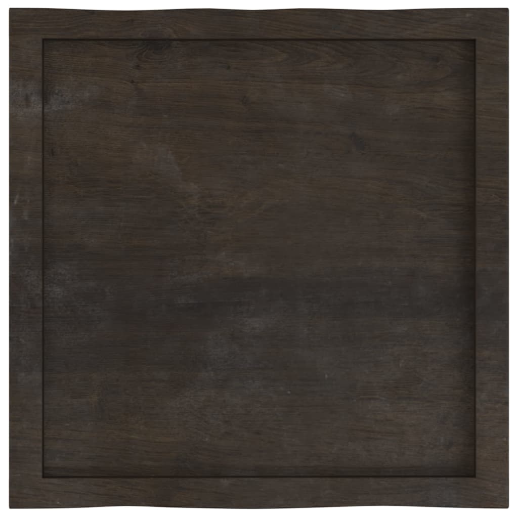 bordplade 60x60x(2-4) cm naturlig kant behandlet træ mørkebrun