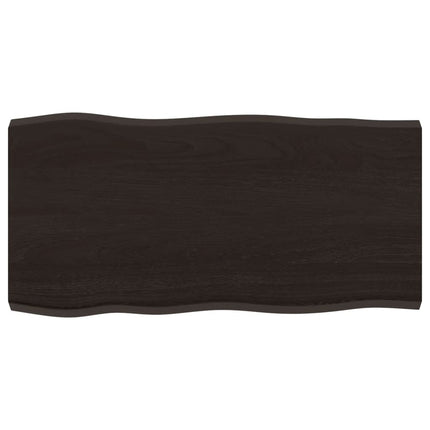 bordplade 80x40x(2-4) cm naturlig kant behandlet træ mørkebrun