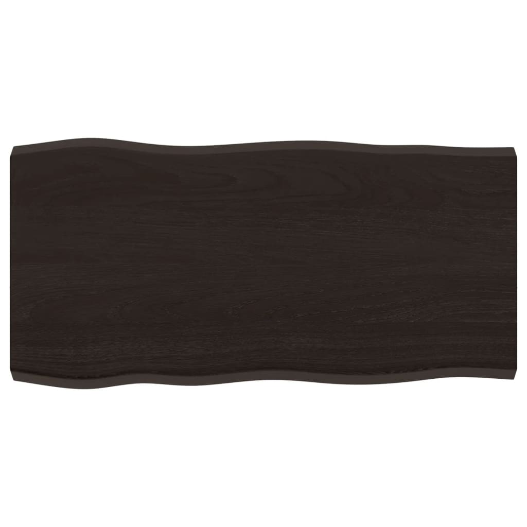 bordplade 80x40x(2-4) cm naturlig kant behandlet træ mørkebrun