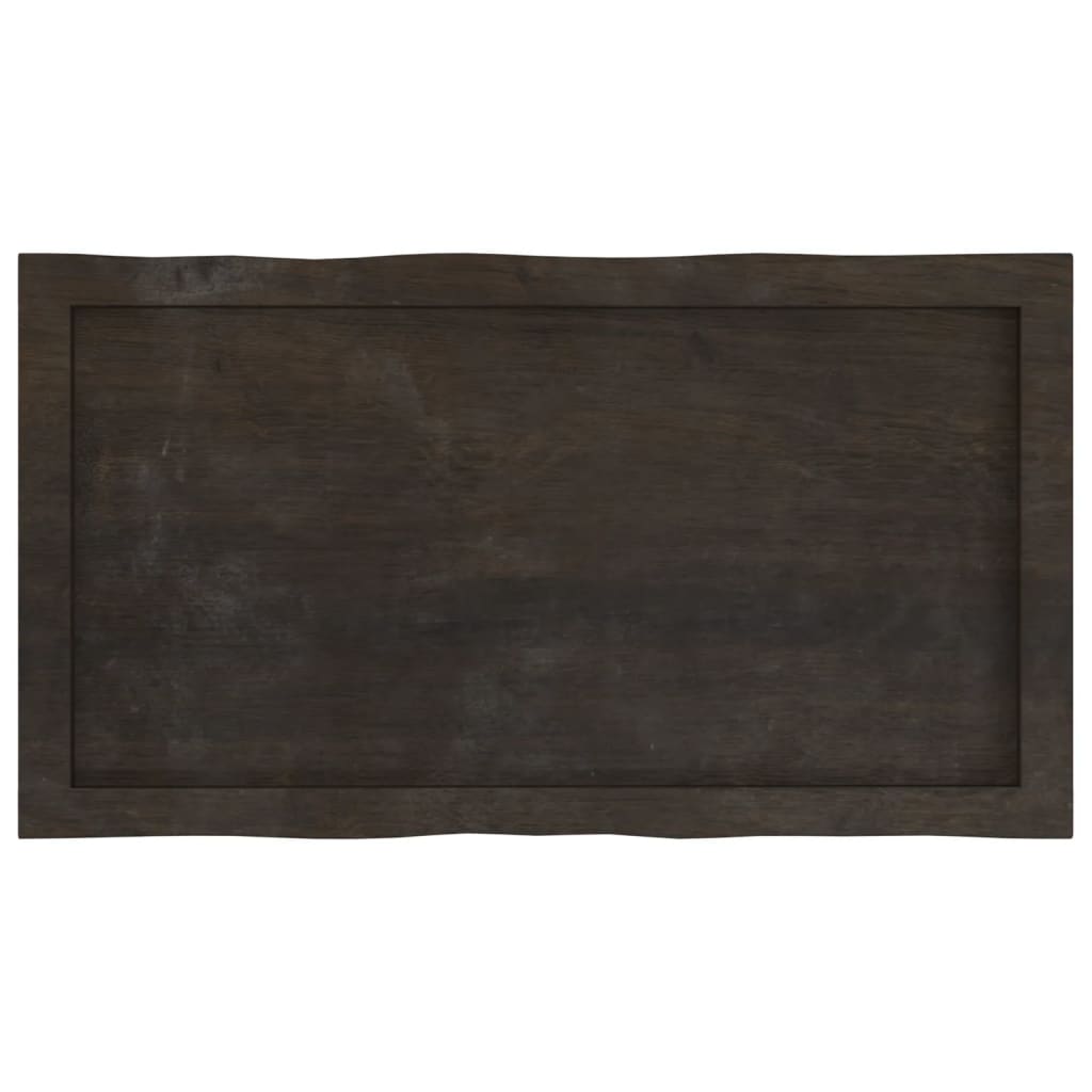 bordplade 80x40x(2-4) cm naturlig kant behandlet træ mørkebrun