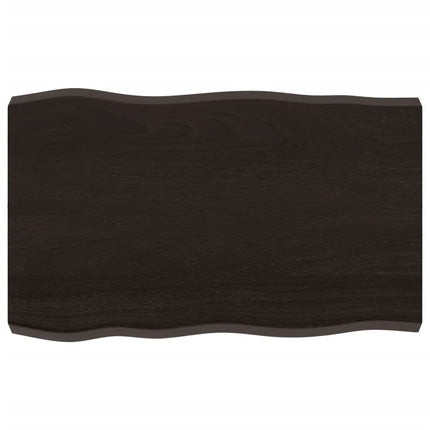bordplade 80x50x(2-6) cm naturlig kant behandlet træ mørkebrun