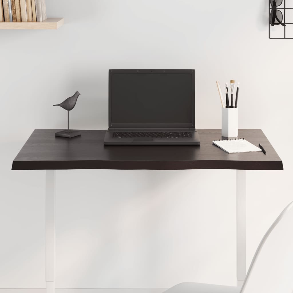 bordplade 80x60x2 cm naturlig kant behandlet egetræ mørkebrun billede