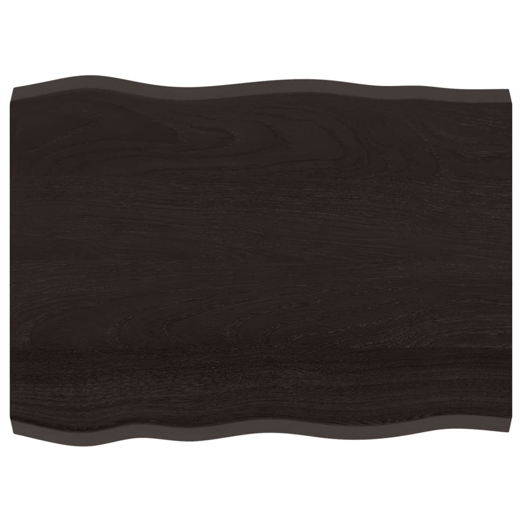 bordplade 80x60x(2-4) cm naturlig kant behandlet træ mørkebrun