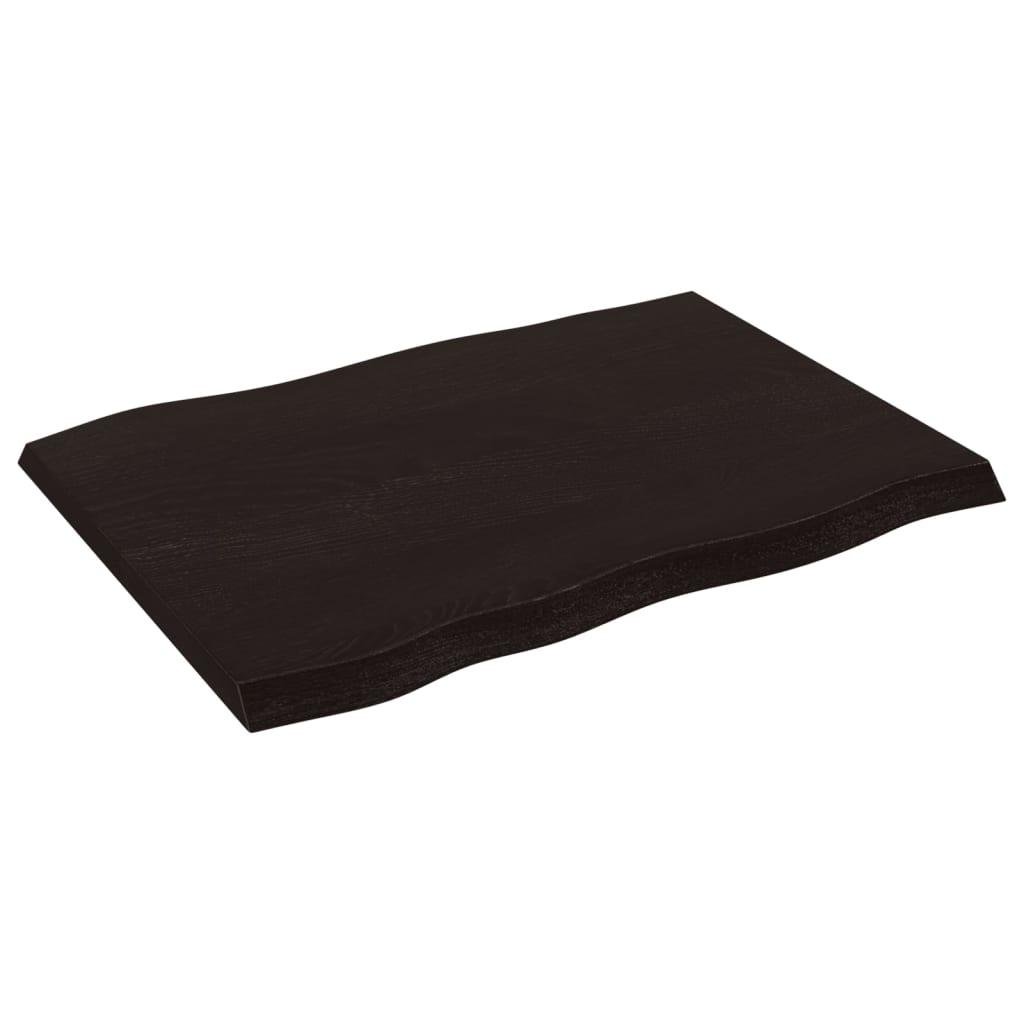 bordplade 80x60x(2-4) cm naturlig kant behandlet træ mørkebrun
