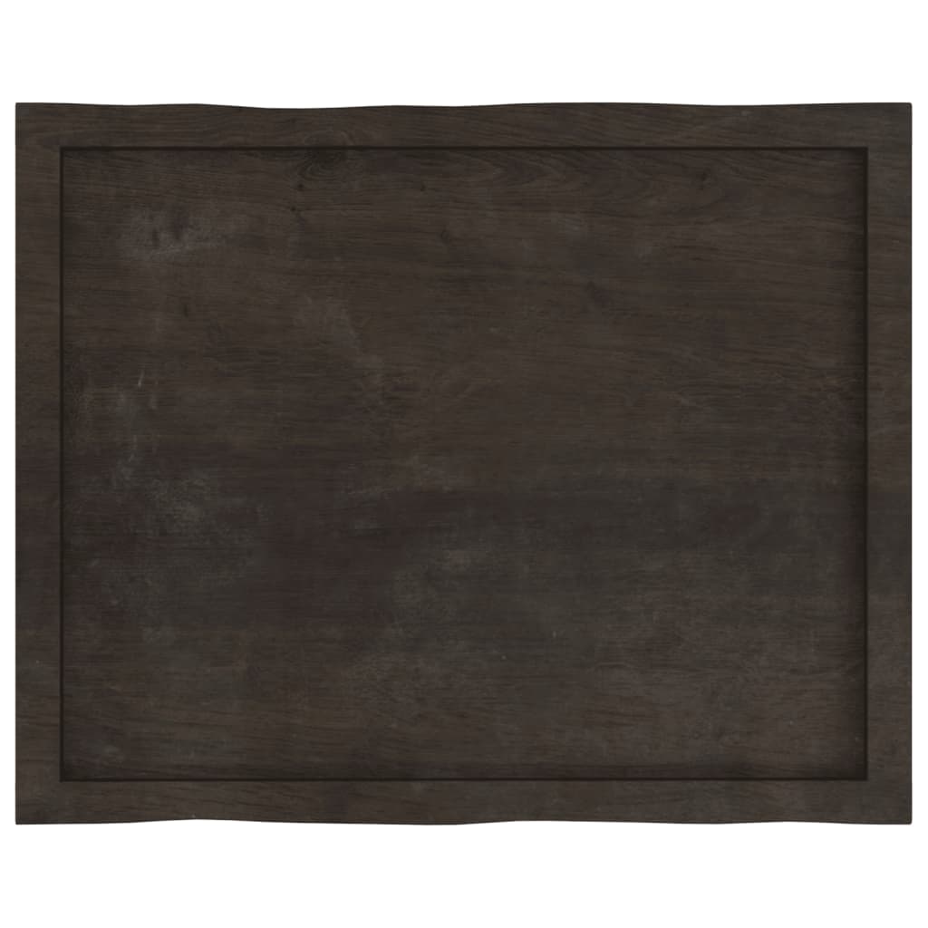 bordplade 80x60x(2-4) cm naturlig kant behandlet træ mørkebrun