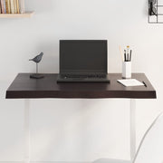 bordplade 80x60x(2-4) cm naturlig kant behandlet træ mørkebrun