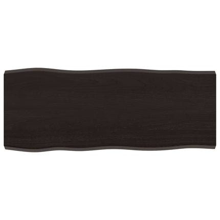 bordplade 100x40x(2-4) cm naturlig kant behandlet træ mørkebrun