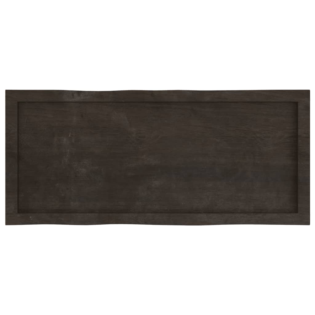 bordplade 100x40x(2-4) cm naturlig kant behandlet træ mørkebrun