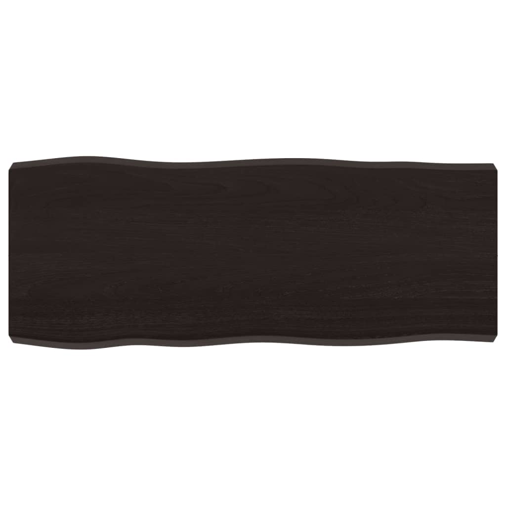 bordplade 100x40x(2-6) cm naturlig kant behandlet træ mørkebrun
