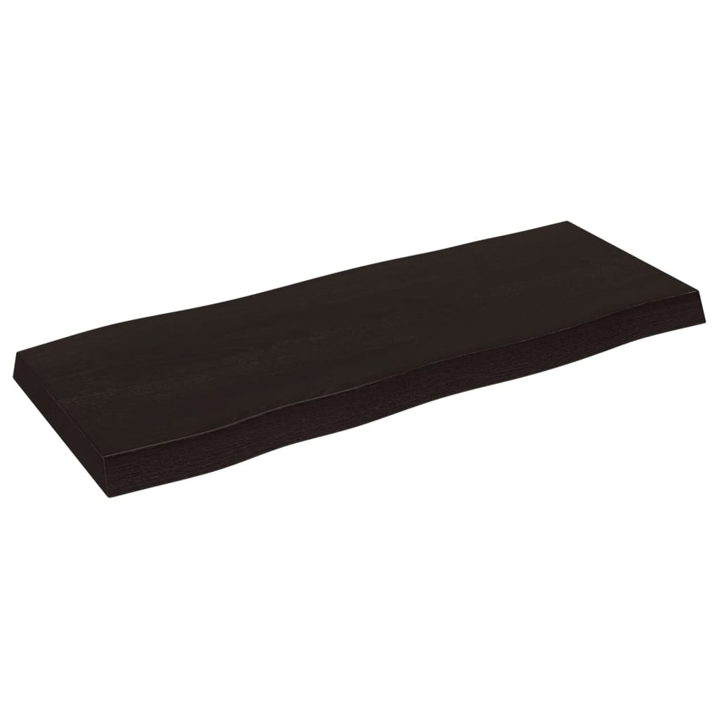 bordplade 100x40x(2-6) cm naturlig kant behandlet træ mørkebrun
