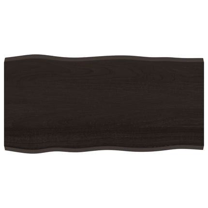 bordplade 100x50x2 cm naturlig kant behandlet egetræ mørkebrun