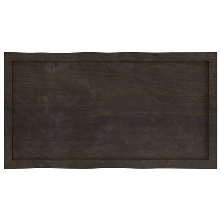 bordplade 100x50x(2-4) cm naturlig kant behandlet træ mørkebrun
