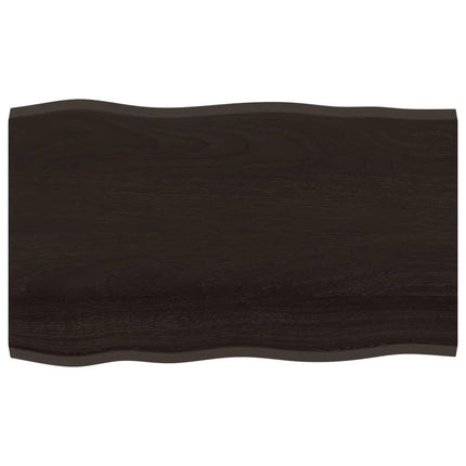 bordplade 100x60x2 cm naturlig kant behandlet egetræ mørkebrun