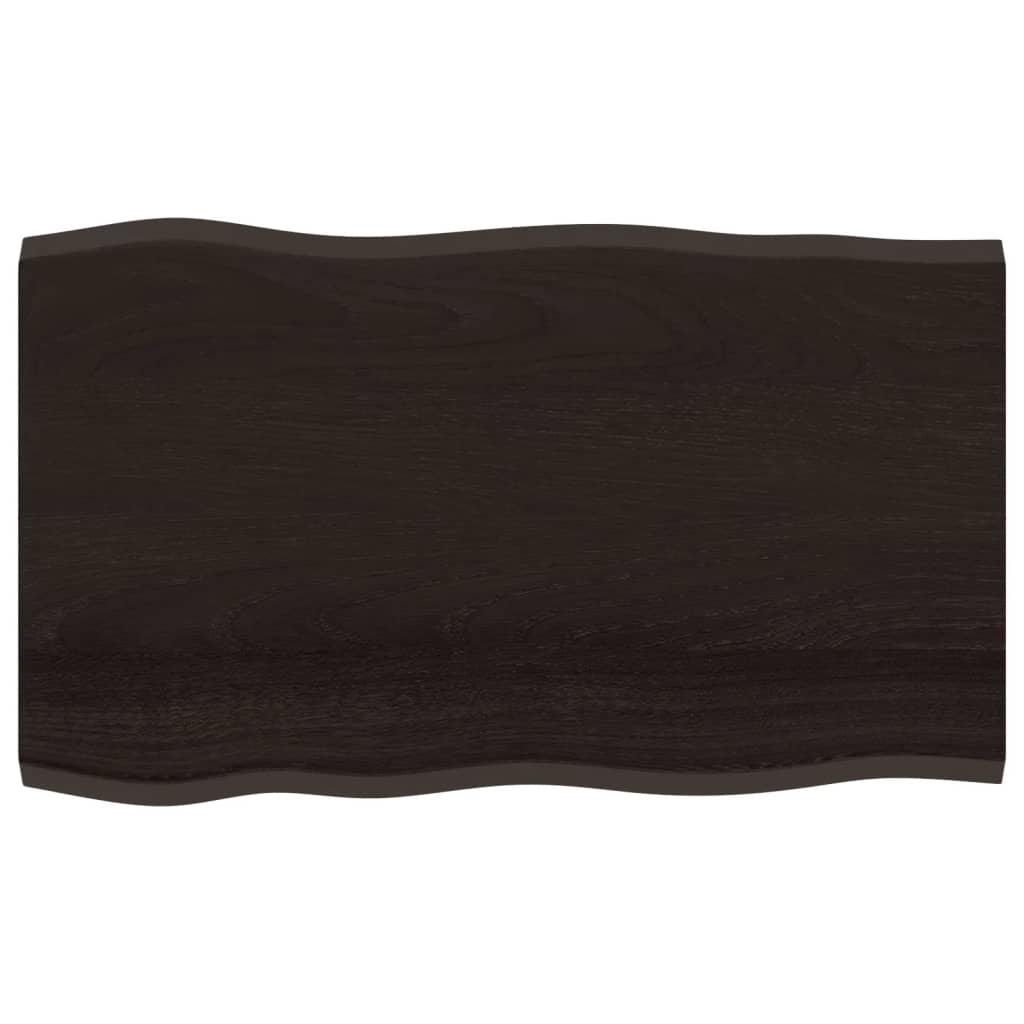 bordplade 100x60x2 cm naturlig kant behandlet egetræ mørkebrun