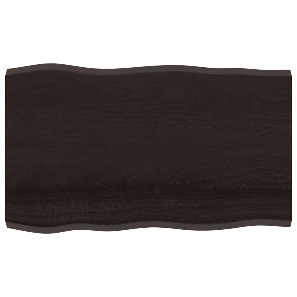 bordplade 100x60x(2-4) cm naturlig kant behandlet træ mørkebrun