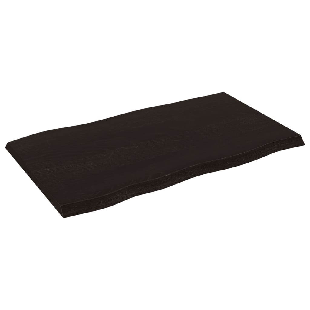 bordplade 100x60x(2-4) cm naturlig kant behandlet træ mørkebrun