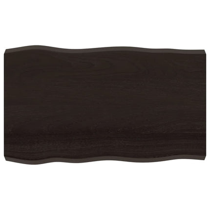 bordplade 100x60x(2-6) cm naturlig kant behandlet træ mørkebrun