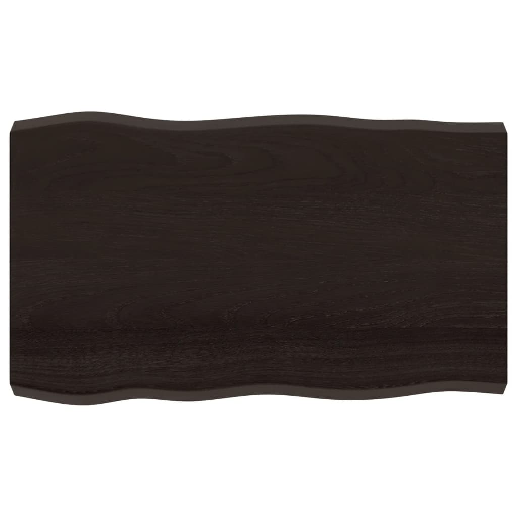 bordplade 100x60x(2-6) cm naturlig kant behandlet træ mørkebrun