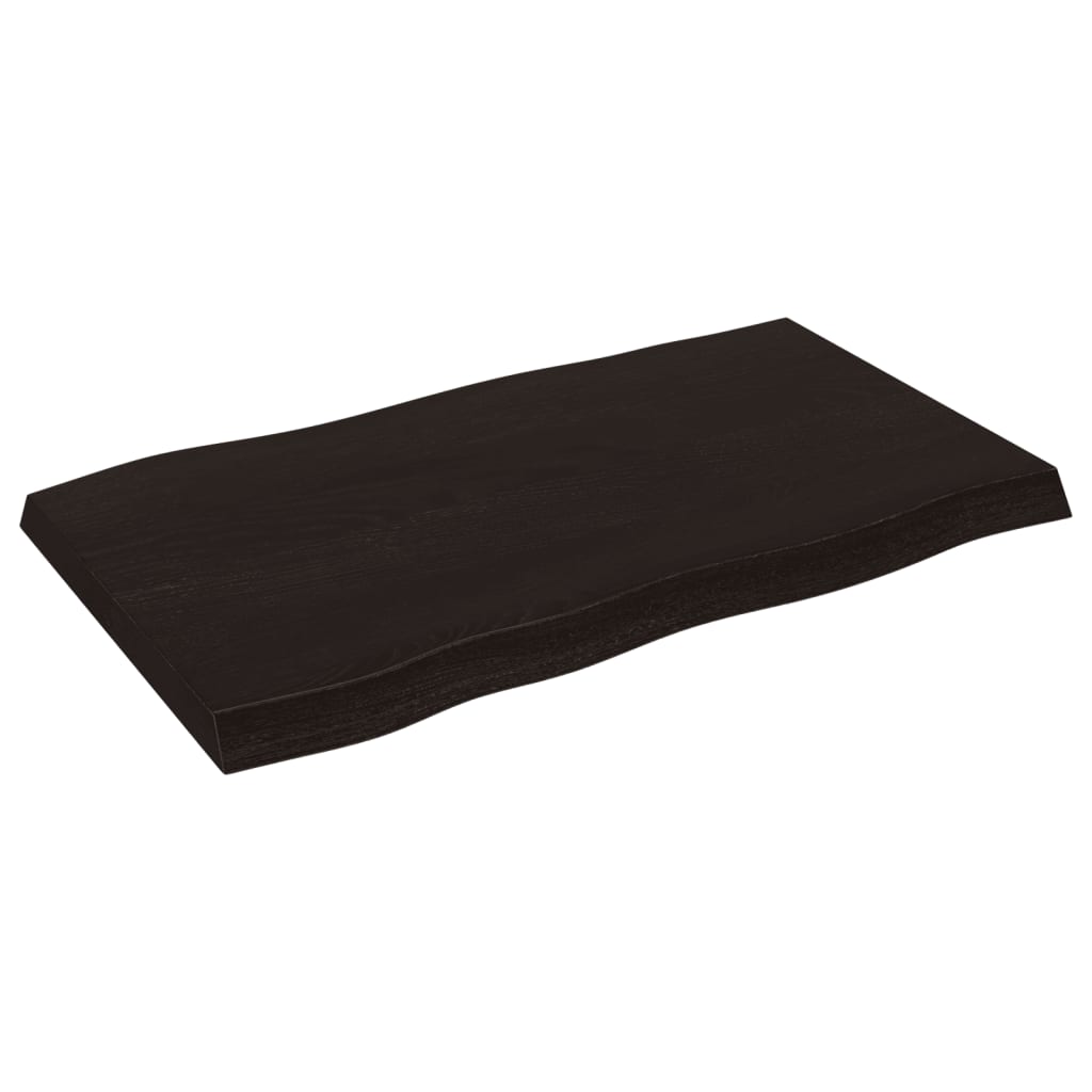 bordplade 100x60x(2-6) cm naturlig kant behandlet træ mørkebrun