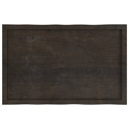 bordplade 100x60x(2-6) cm naturlig kant behandlet træ mørkebrun
