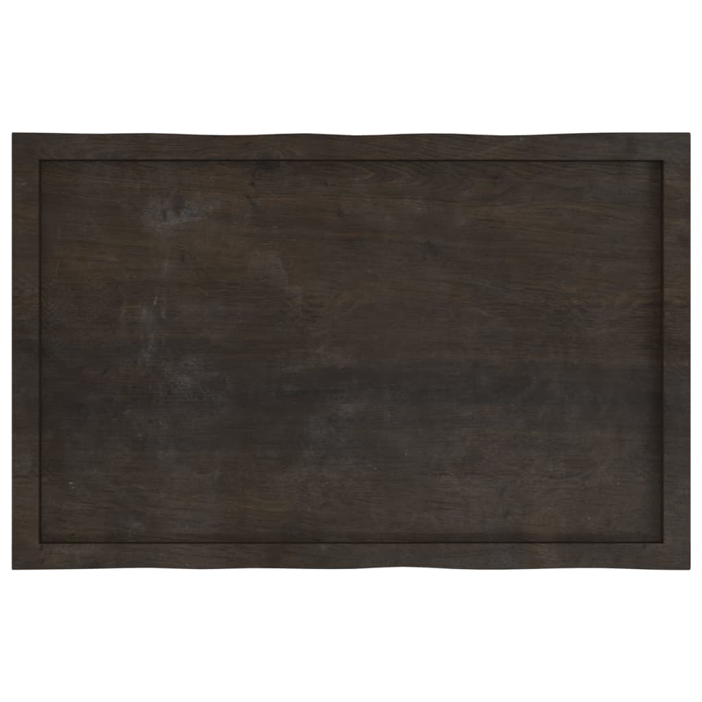 bordplade 100x60x(2-6) cm naturlig kant behandlet træ mørkebrun