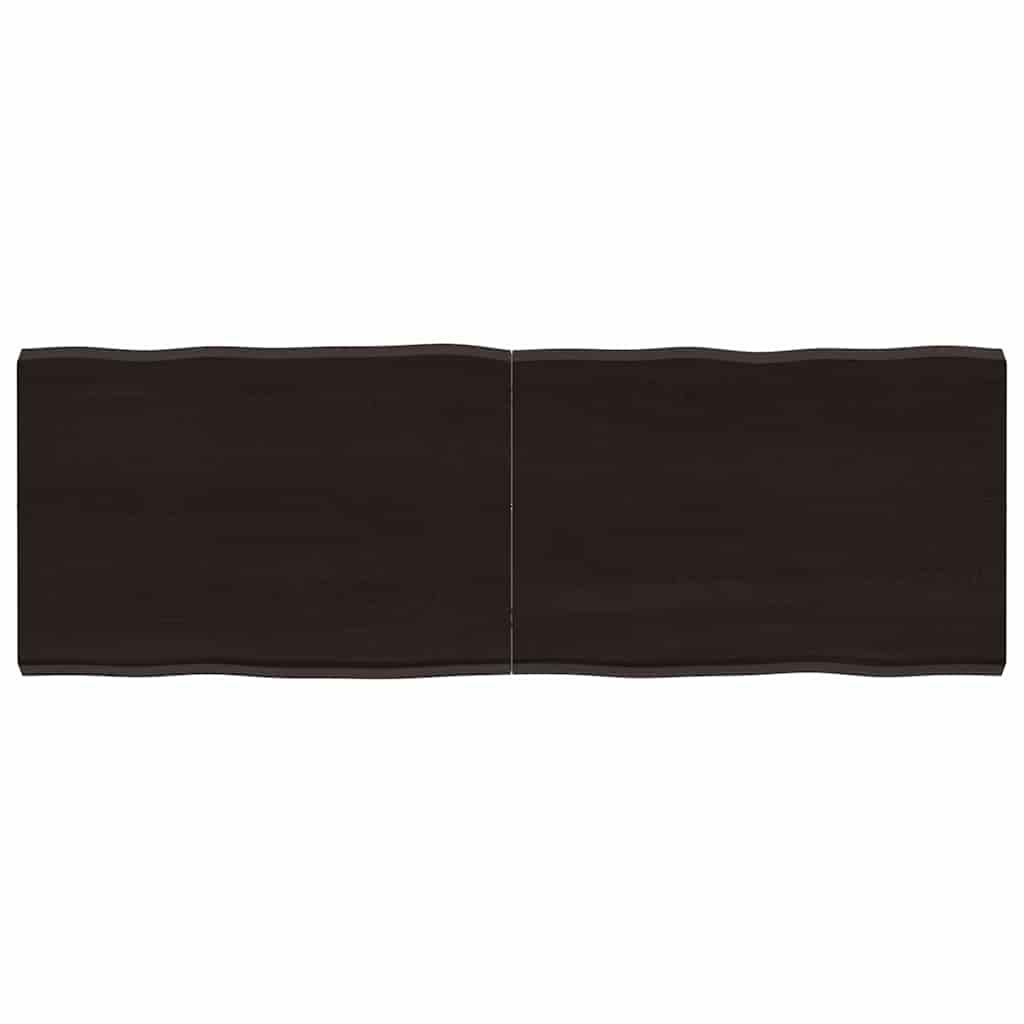 bordplade 120x40x(2-4) cm naturlig kant behandlet træ mørkebrun billede