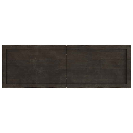 bordplade 120x40x(2-4) cm naturlig kant behandlet træ mørkebrun