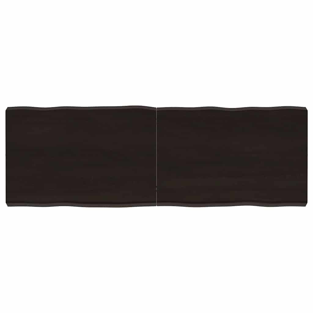 bordplade 120x40x(2-6) cm naturlig kant behandlet træ mørkebrun billede