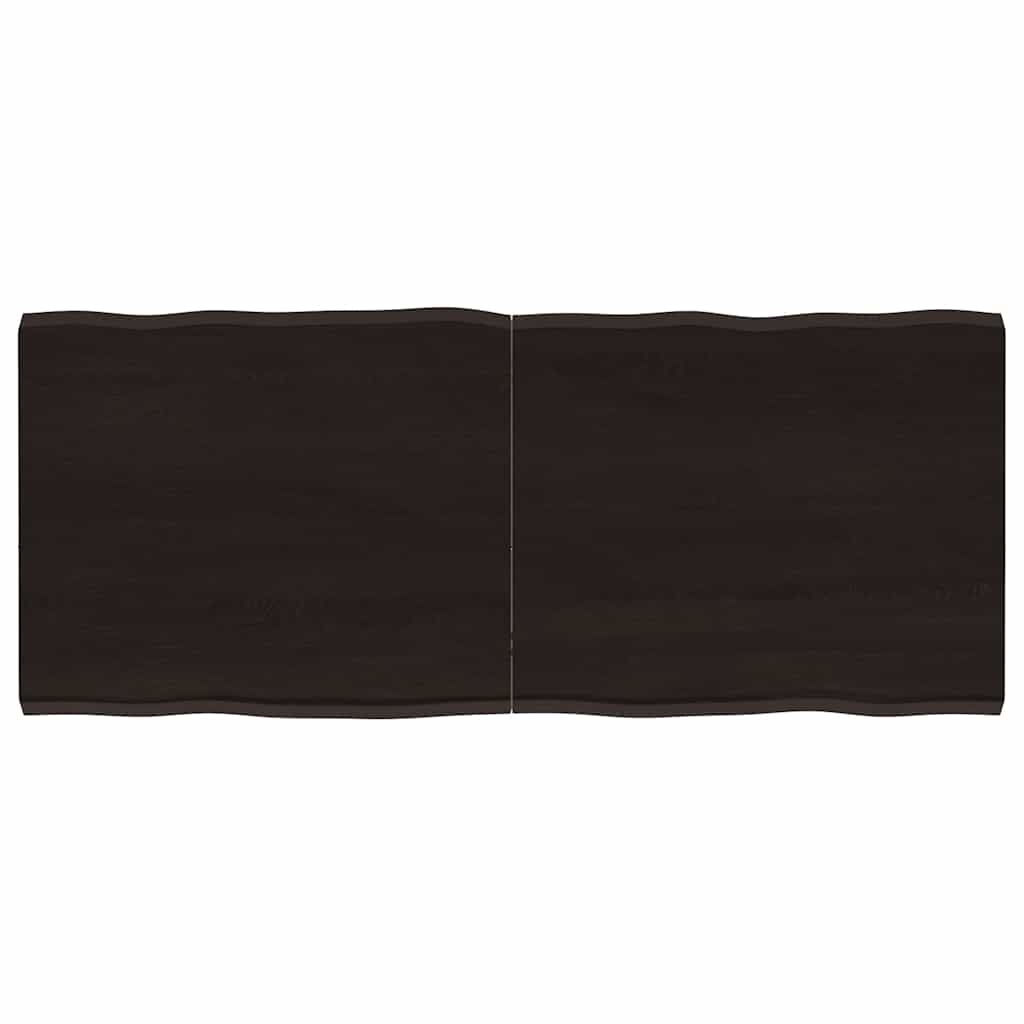 bordplade 120x50x(2-4) cm naturlig kant behandlet træ mørkebrun billede