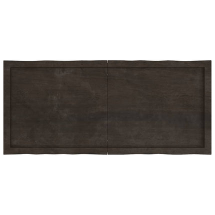 bordplade 120x50x(2-4) cm naturlig kant behandlet træ mørkebrun