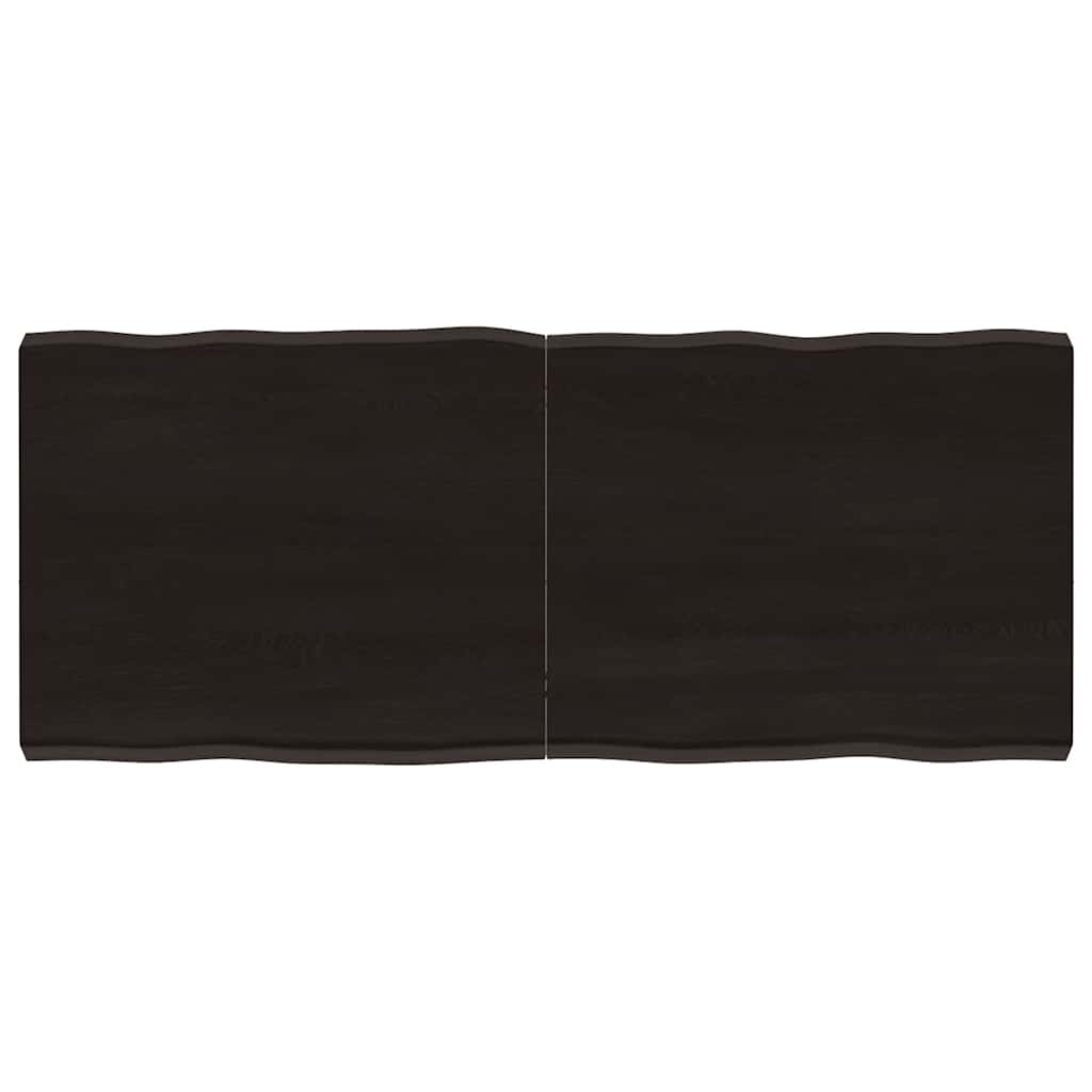 bordplade 120x50x(2-6) cm naturlig kant behandlet træ mørkebrun billede