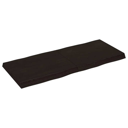 bordplade 120x50x(2-6) cm naturlig kant behandlet træ mørkebrun