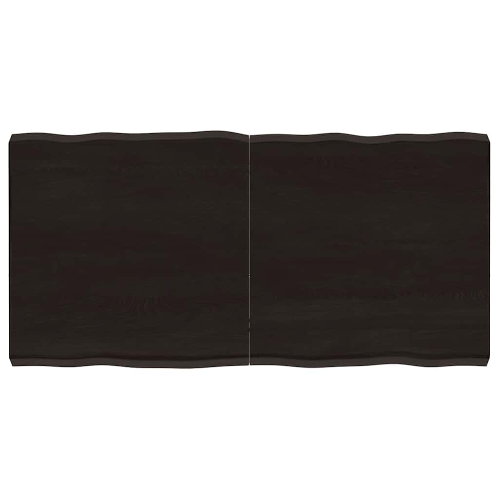 bordplade 120x60x(2-6) cm naturlig kant behandlet træ mørkebrun billede