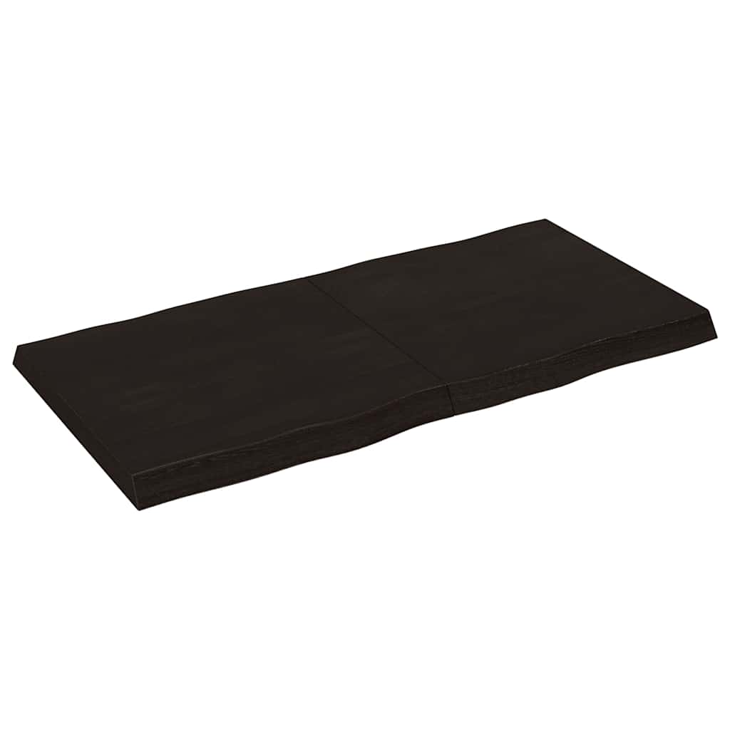 bordplade 120x60x(2-6) cm naturlig kant behandlet træ mørkebrun