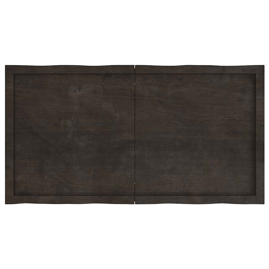 bordplade 120x60x(2-6) cm naturlig kant behandlet træ mørkebrun