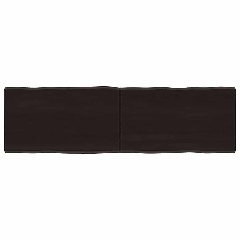 bordplade 140x40x(2-4) cm naturlig kant behandlet træ mørkebrun