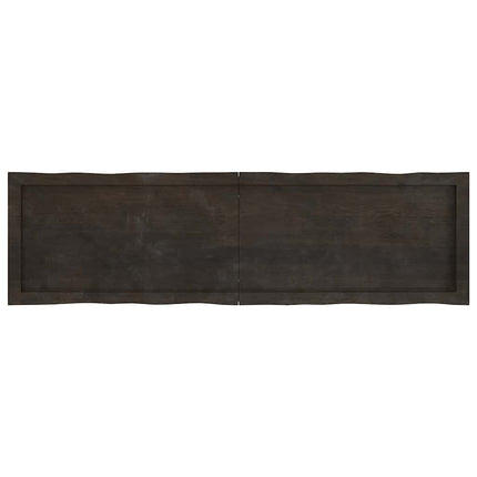 bordplade 140x40x(2-4) cm naturlig kant behandlet træ mørkebrun