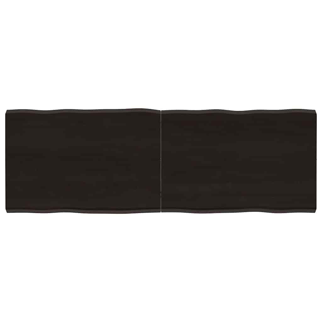 bordplade 140x50x(2-4) cm naturlig kant behandlet træ mørkebrun