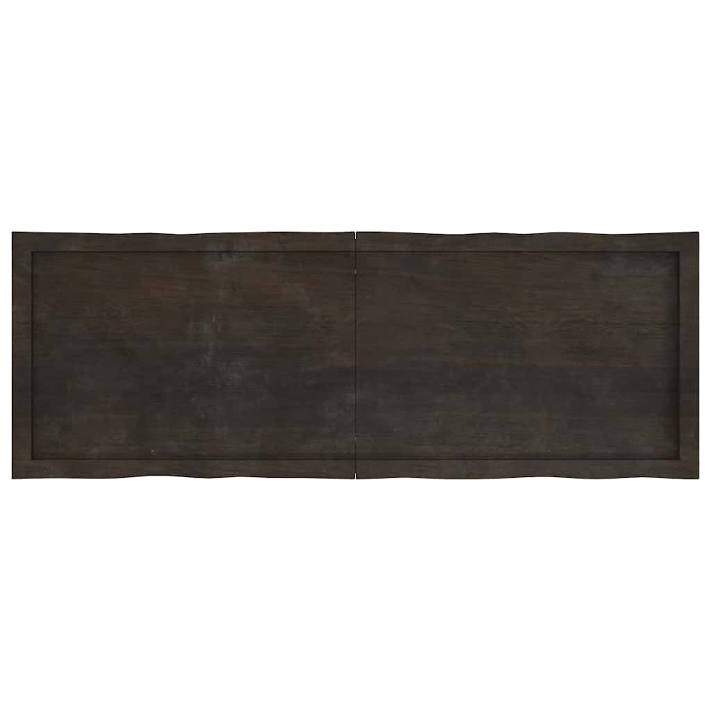 bordplade 140x50x(2-4) cm naturlig kant behandlet træ mørkebrun