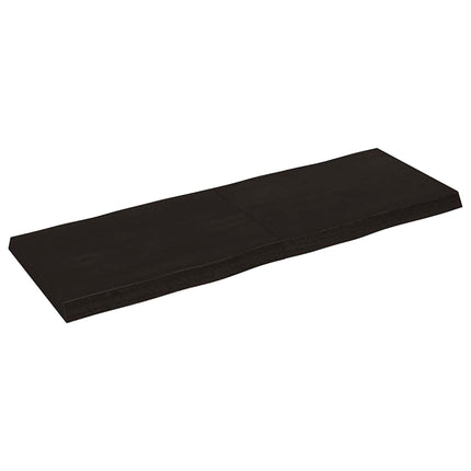 bordplade 140x50x(2-6) cm naturlig kant behandlet træ mørkebrun