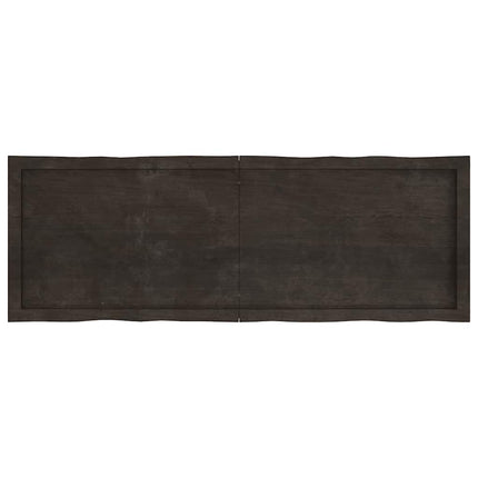 bordplade 140x50x(2-6) cm naturlig kant behandlet træ mørkebrun