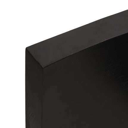 bordplade 140x50x(2-6) cm naturlig kant behandlet træ mørkebrun