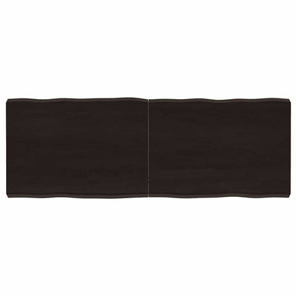bordplade 140x50x(2-6) cm naturlig kant behandlet træ mørkebrun