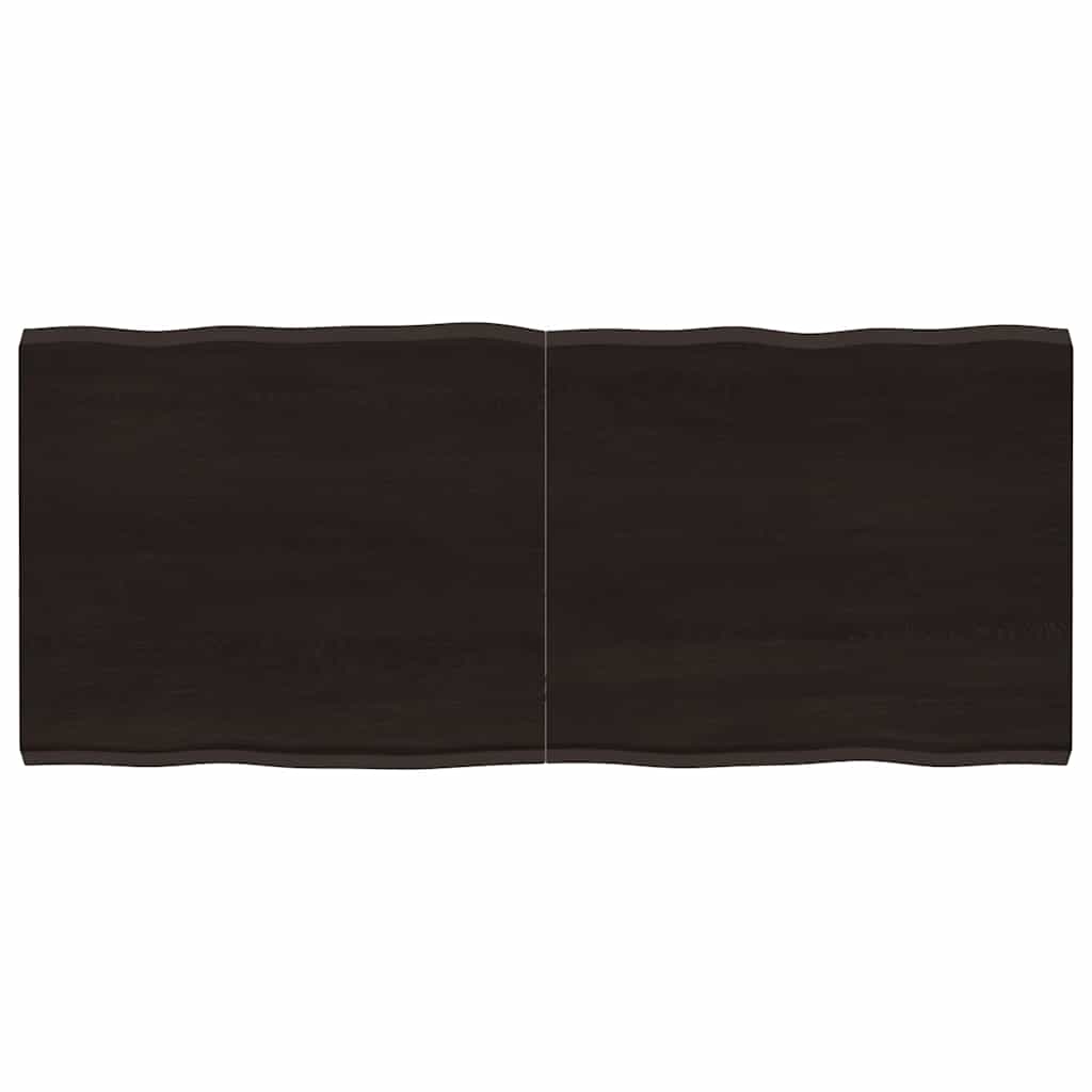 bordplade 140x60x(2-4) cm naturlig kant behandlet træ mørkebrun
