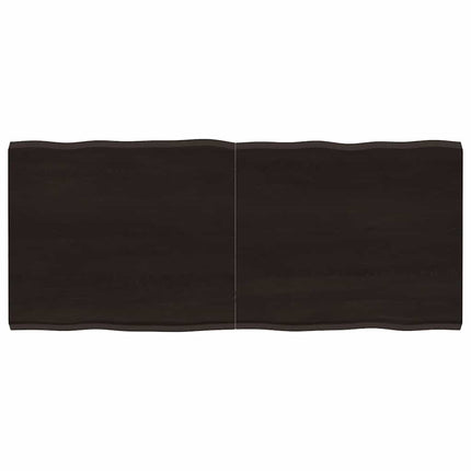 bordplade 140x60x(2-4) cm naturlig kant behandlet træ mørkebrun